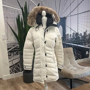 Canada Goose White Puffer Jacket with Fur Hood